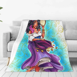 Esmeralda Loov Disain Kerge &Otilde;huke Pehme Flanell Tekk Notre Dame'i K&uuml;&uuml;rselg Esmeralda F&auml;nnikunst Ilus Mustlane 125x150cm (50x60inch) blue