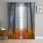 S&uuml;gisene udune mets L&auml;bipaistvad kardinad elutoa akna jaoks L&auml;bipaistev Voile t&uuml;llkardin Magamistoa kardinad Kodukaunistus 135W x 114H(cm)