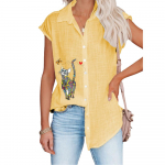 Naiste mood l&uuml;hikeste varrukatega T-s&auml;rk Kevadsuvi vabaajaprintidega pluusid Suures suuruses &otilde;huke kardigans&auml;rk S valge