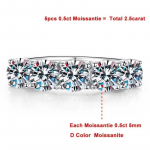 5 mm 6,5 mm t&auml;ismoissanite s&otilde;rmus naistele S925 Sterling Silver Eternity Sparkling Diamond Band Abielus&otilde;rmused Ehted GRA 7