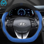for Hyundai ioniq 2016 2017 2018  DERMAY Suede Leather Car Steering Wheel Cover Non-slip Auto Accessories Interior sinine