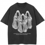 2024 Streetwear Vintage Graphic T-s&auml;rk Puuvillane Pestud Must Ts&auml;rk Unisex Tops T-s&auml;rk Hipster suvine l&uuml;hikeste varrukatega T-s&auml;rk S must