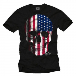 Usa Skull America Flag Us Biker Skull S&auml;rk Unisex T-s&auml;rk S