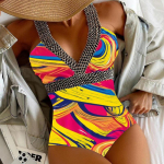 Seksikas mustriga rihmadega ujumisriided naiste Push UP &uuml;hes t&uuml;kis ujumistrikoo Monokini seljata &otilde;&otilde;nsa suvine supelkost&uuml;&uuml;m L nagu n&auml;idatud v&auml;rv