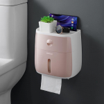 Kaasaskantav tualettpaberirulli hoidik Plastikust veekindel kahekihiline paberijaotur WC-hoiukasti jaoks Vannitoa tarvikud valge