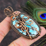 Natural Tibetan Turquoise Gemstone Copper Wire Wrap Gift Pendant 2.84 k9t34