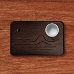 Bambusest teealuse drenaažit&uuml;&uuml;pi taldrikukomplekt, tarvik Hiina laud veehoidlaga Style B