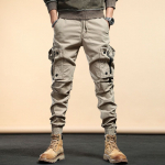 Khaki Cargo P&uuml;ksid Meestele Kummipaelaga Pahkluupikkus 9/10 P&uuml;ksid Streetwear P&uuml;ksid Meestele Vabaaja T&ouml;&ouml;P&uuml;ksid M khaki