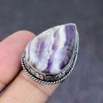 Natural Chevron Amethyst Gemstone Handmade 925 Sterling Silver Ring Size 7 j3r00