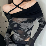 Tonngirls Retro Tie v&auml;rvitud v&otilde;rktopsid, lainelised varrukad, pitsilised T-s&auml;rgid, naiste Y2k Vintage Crop Tops T&auml;navar&otilde;ivad Jaapani 2000. aastate E T&uuml;drukute topp S must