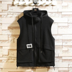 Kevadine ja s&uuml;gisene meeste vestiga jakk Suure suurusega &uuml;hev&auml;rviline kapuutsiga jope vabaaja hiphopi vest 7XL must