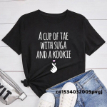 Tass Tae koos Suga ja kookie tr&uuml;kitud T-s&auml;rgiga Naiste Korea Kdrama Idol Fashion Kpop Merch V Jhope Suga RM Jungkook Tee Unisex L