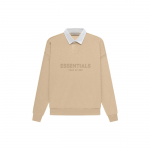 Fear of God Essentials SS23 Vahvlist Henley Rugby Logotr&uuml;kiga Pikkade Varrukatega Polo Meeste Topid Liivvalge FOG-SS23-055 M