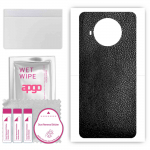 apgo Protective Skin Sticker for the back compatible with Xiaomi Redmi Note 9 Pro 5G, Wrap Film, Foil, Vinyl - Pattern Black Leather