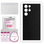 apgo Protective Skin Sticker for the back compatible with Samsung Galaxy S22 Ultra, Wrap Film, Foil, Vinyl - Pattern Carbon Black