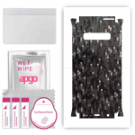 apgo Protective Skin Sticker for the back+sides compatible with Samsung Galaxy S10, Full Wrap Film, Foil, Vinyl - Pattern Carbon Black Pixel
