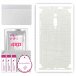 apgo Protective Skin Sticker for the back+sides compatible with Xiaomi Mi 9T, Full Wrap Film, Foil, Vinyl - Pattern White Fabric