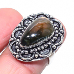 Natural Labradorite Gemstone Handmade 925 Sterling Silver Ring Size 7 o9s85