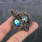 Natural Mosaic Jasper Gemstone Copper Wire Wrap Gift Jewelry Pendant 2.17 q9b56
