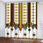 Etioopia traditsioonilise mustriga kardin, vertikaalse raamiga geomeetriline disain, inspireeritud igavesest kultuurist P&auml;ikesevarju kardinad, 2 t&uuml;kki 100W130H(CM)40x51in&Hook