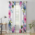 Punased roosid ja pojengid Luksuslik aknaees kardin elutuppa, magamistuppa, kodukaunistuseks, k&ouml;&ouml;ki akna jaoks 135W x 60H(cm) x1