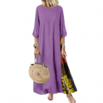 Naiste suvekleit Retrotr&uuml;kisega lapiline &uuml;mmargune kaelus, mis sobib kolme neljandiku varrukatega. 2XL kollane