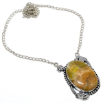 Natural Bumble Bee Jasper Gemstone 925 Sterling Silver Gift Necklace 18 p1m80