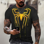 Meeste T-s&auml;rk Suvepunane 3D Spider Print T-s&auml;rgid Meeste Lahedad L&uuml;hikeste varrukatega O-kaelusega T-s&auml;rk Meeste Suured riided S