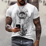 Vintage meeste T-s&auml;rk suvine l&uuml;hikeste varrukatega O-kaelusega 3D ankrud, prinditud top T-s&auml;rk Oversized meeste riided vabaaja t&auml;navar&otilde;ivad L