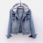 Naiste Jakk Denim Jakk Moodne Kitsas Mitmek&uuml;lgne Pikkade Varrukatega Pealmine Riie Kapuutsiga L&uuml;hike Denim Jakk 5XL helesinine v&auml;rv