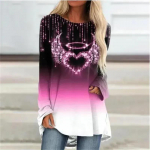 XS-7XL Naiste s&uuml;gis- ja talveriided vabaaja pikkade varrukatega topid Naiste 3D-prindiga s&auml;rgid lahtised tuunika T-s&auml;rgid pullover-pluusid 5XL