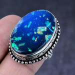 Blue Triplet Opal Gemstone Handmade 925 Steling Silver Gift Ring Size 6.5 q9p29