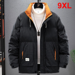 Meeste sulejope Triibuline Parkas Teismeliste Paks lahtine mantel S&uuml;gistalveriided Pusad Jope Kapuutsiga Trench-mantel &uuml;ler&otilde;ivad 9XL must