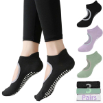 3 paari Grip Pilatese sokid naistele, libisemiskindlad Grippy lahtise &uuml;laosaga joogasokid Barre, balleti, jooga, tantsu, paljajalu treeningu jaoks