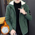 XS-L Plus Velvet Wram Meeste talveriided Tuulekindel mood jakk Windcheater vabaaja kapuutsiga mantel Talve lahtised teismeliste &uuml;hev&auml;rvilised kapuutsid meestele S beež
