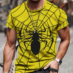 Uus suvine meeste moe T-s&auml;rk Isiksus Spiders Weave Webs Tr&uuml;kitud meeste T-s&auml;rk Top XS kollane