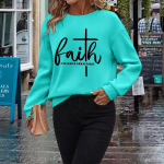 S&uuml;giss&uuml;gis naiste moe kaelusega pikkade varrukatega T-s&auml;rk lahtised riided Inglise kirjatr&uuml;kiga T-s&auml;rk t&uuml;drukutele Street XS helesinine v&auml;rv