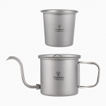 Kaasaskantav matkakohvikann 400 ml eemaldatava tilaga Ti metallist kohvikeetja kokkupandava k&auml;epidemega coffee pot with cup