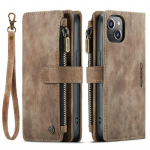 CaseMe Retro matt PU-nahast kahekihiline t&otilde;mblukuga rahakoti kott iPhone'ile Samsung Xiaomi multifunktsionaalsed klappkaaned koos 10 kaardihoidjaga iPhone 16 Pro pruun