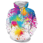 Mehed Naiste Moodsad hoodie Paint Splatter 3D All Over Print Hip Hop Casual Hoodie Hipster Rainbow 3D kapuutsiga dressipluus S