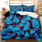 Liblikatega tekikotikomplekt Armas helendav liblikas loomateemaline voodipesukomplekt t&auml;iskasvanutele Kahekordne Queen King suurus Pol&uuml;ester tekkikott 70x133cm 2pcs