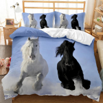 Hobuste tekikotikomplekt Grupp pruune jooksevaid hobuseid Voodipesukomplekt 3D Loom Metsik Hobune Queen King Size Pol&uuml;ester Tekikott 135x200cm 2pcs