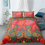 Elevantidega tekikottide komplekt Boheemlaslik stiil Dekoratiivne tekkikatte komplekt Pehme mikrokiud Kahekohaline Suur Queen King Suurus Pol&uuml;ester Voodipesu komplekt 140x210cm 2pcs