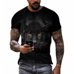 Mood Populaarsed uued Pantheri graafilised t-s&auml;rgid Suvine trend Meeste vabaaja ilus l&uuml;hikeste varrukatega 3D loomade tr&uuml;kiga O-kaelusega T-s&auml;rgid Topid S