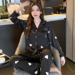 Ice Silk Pidžaama Naiste kevad- ja s&uuml;gisene pikkade varrukatega kaheosaline pidžaamakomplekt M valge