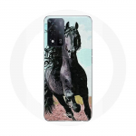 Coque Maniacase pour Oppo A93s 5G Cheval frison noir avec longue crini&egrave;re