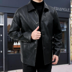 Nahkjakk Meeste kevadine ja s&uuml;gisene uus trend Ruffian Handsome Stiff Casual Slim nahktagi Meeste kevadine ja s&uuml;gisene nahktagi M must