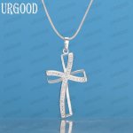 925 Sterling Silver Cross AAA tsirkoonist ripatsiga kaelakee Moodsad pulmaehted S-40CM