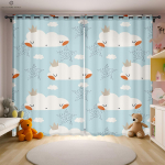 Multikad T&auml;hed, Kuu Ja Pilvedega Prinditud Kardinad Lastetoa Kaunistamiseks Kardinad Pol&uuml;esterkiud Lihtne Pesta Ja Hooldada W50xH130(CM)x2PCS&Rod pocket