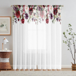 2 tk HD Digitaalsed Karmiinpunase &Uuml;lla Tundega Roosidega Tr&uuml;kitud Kardinad Kodu Kaunistamine Stiil Kaunistamine Elutuba Magamistuba Vardaga Kardinad W52H63inchW132H160cm